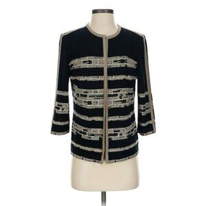 Ming Wang Clasp Top Cardigan Sweater XS Black Tan